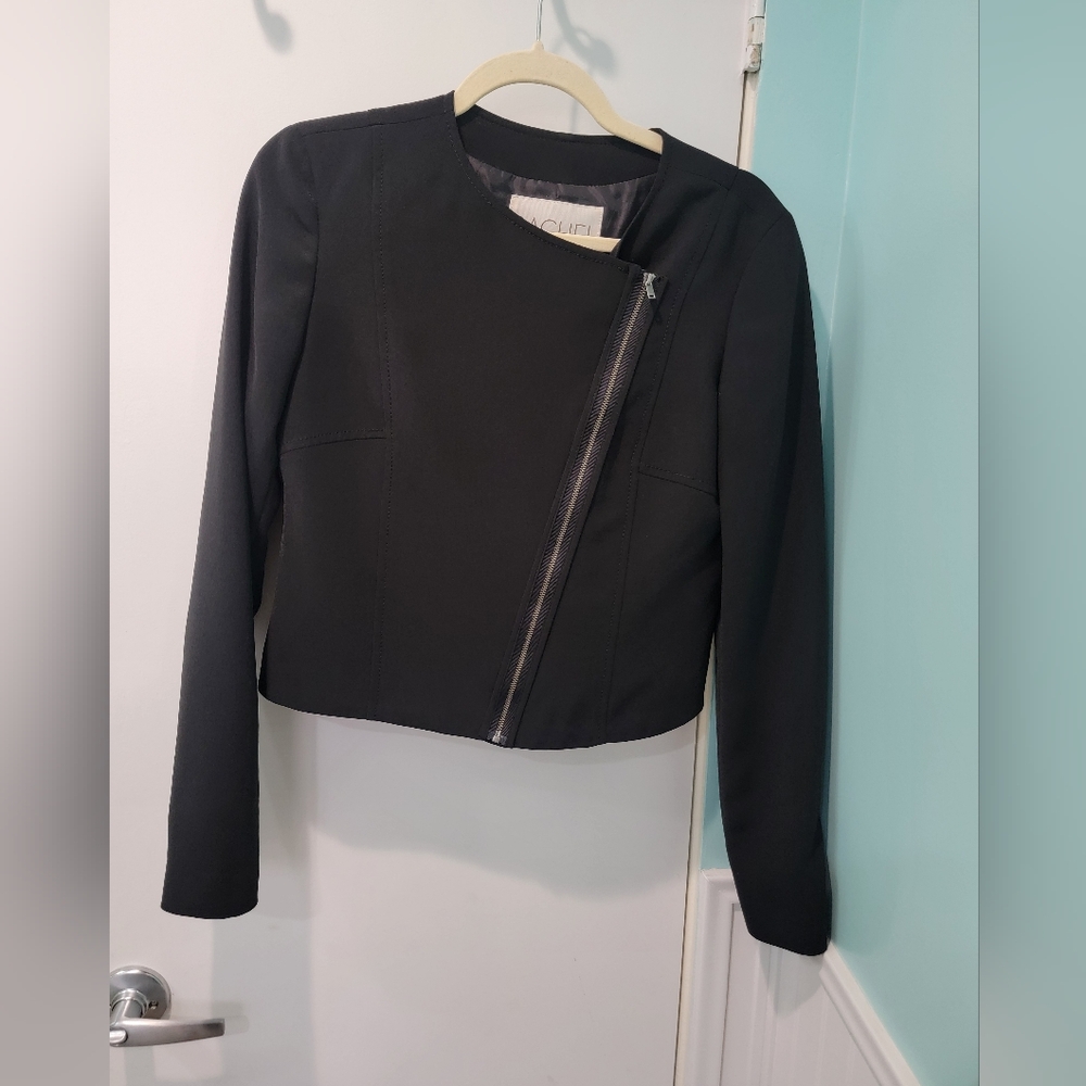 Rachel black size 6 asymmetrical jacket